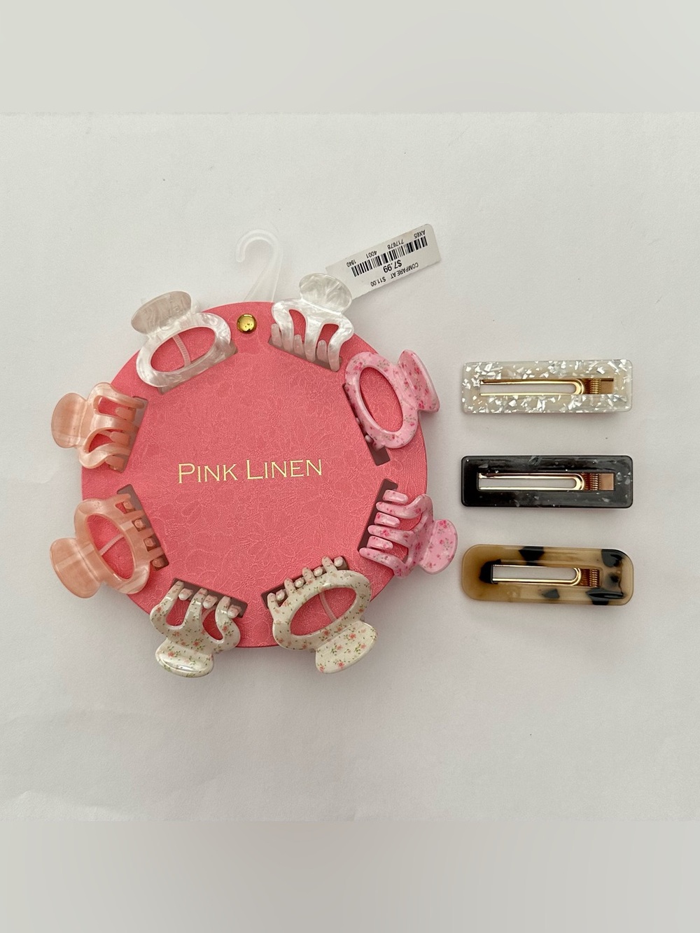 Pink Linen Small Hair Claws and Clips Bundle Pinks